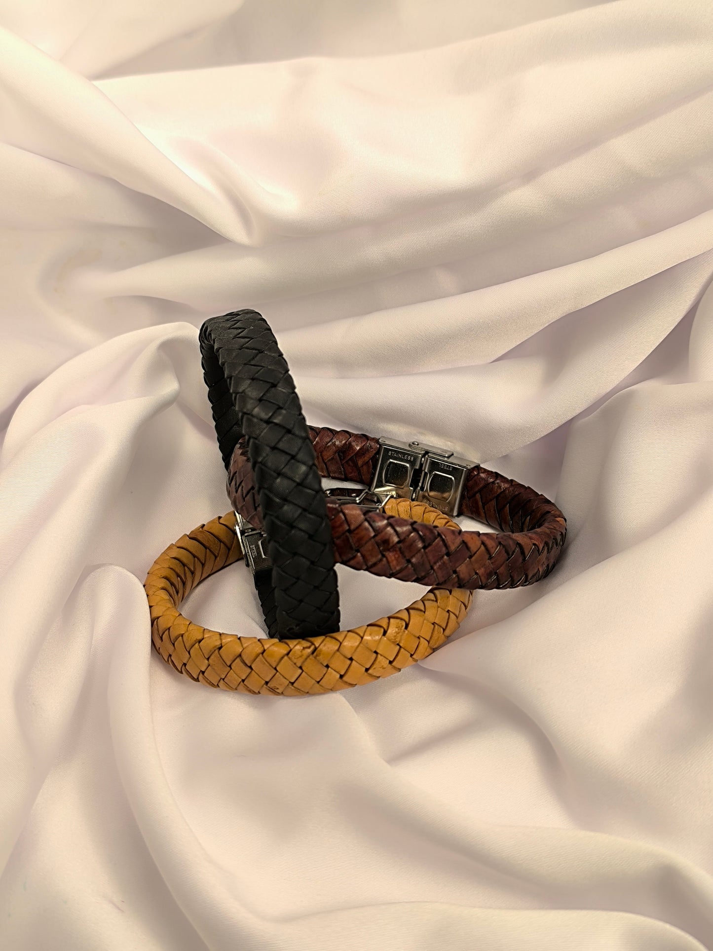 Bracelet cuir tressé Mel élégance